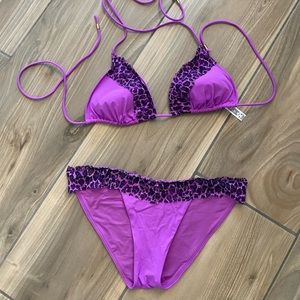 Victoria’s Secret PINK Swimsuit - purple with purple leopard detail